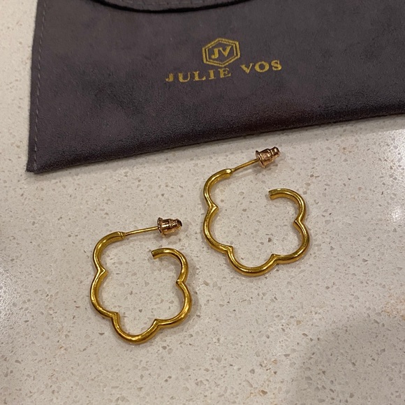 Julie Vos Gold Clover Hoop Earrings - Picture 2 of 6